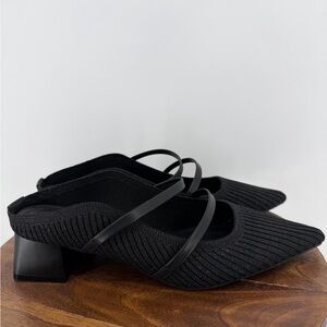 Cosy Island Black Knit Mule Heels Women’s Size 7 Block Heel